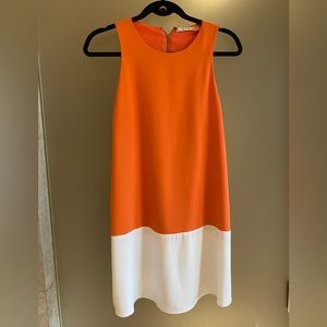 alice + olivia swing a-line mini dress XS orange and white